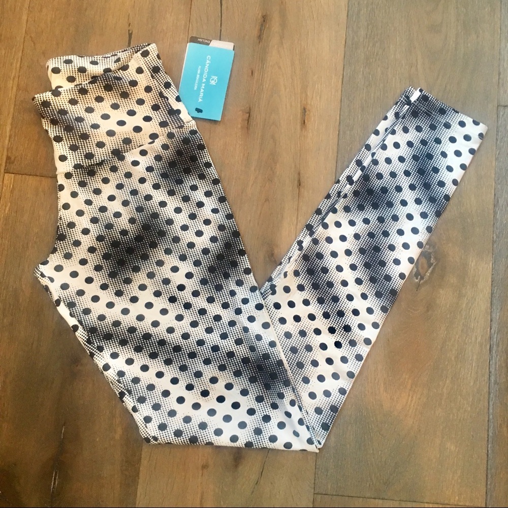 🖤🩶🤍 Candida Maria Polka Dot Leggings Sz M